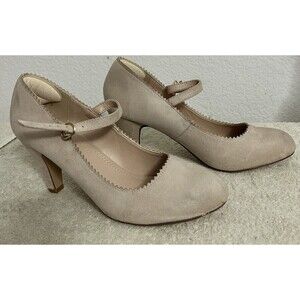 J. Adams Women's 7.5 Honey Heels Round Toes Scalloped Edge Retro Mary Jane Pumps